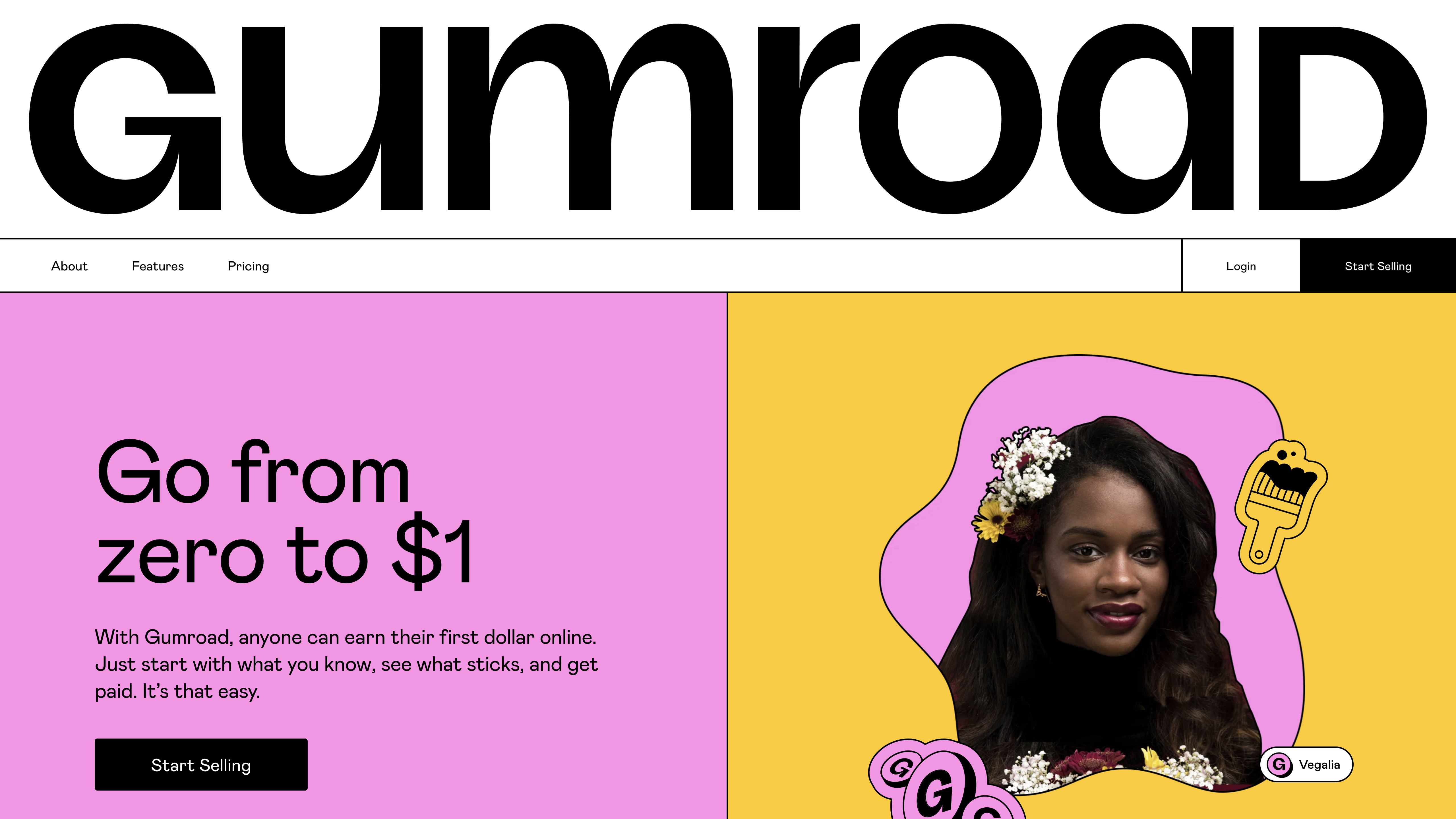 Screenshot of Gumroad.com Homepage
