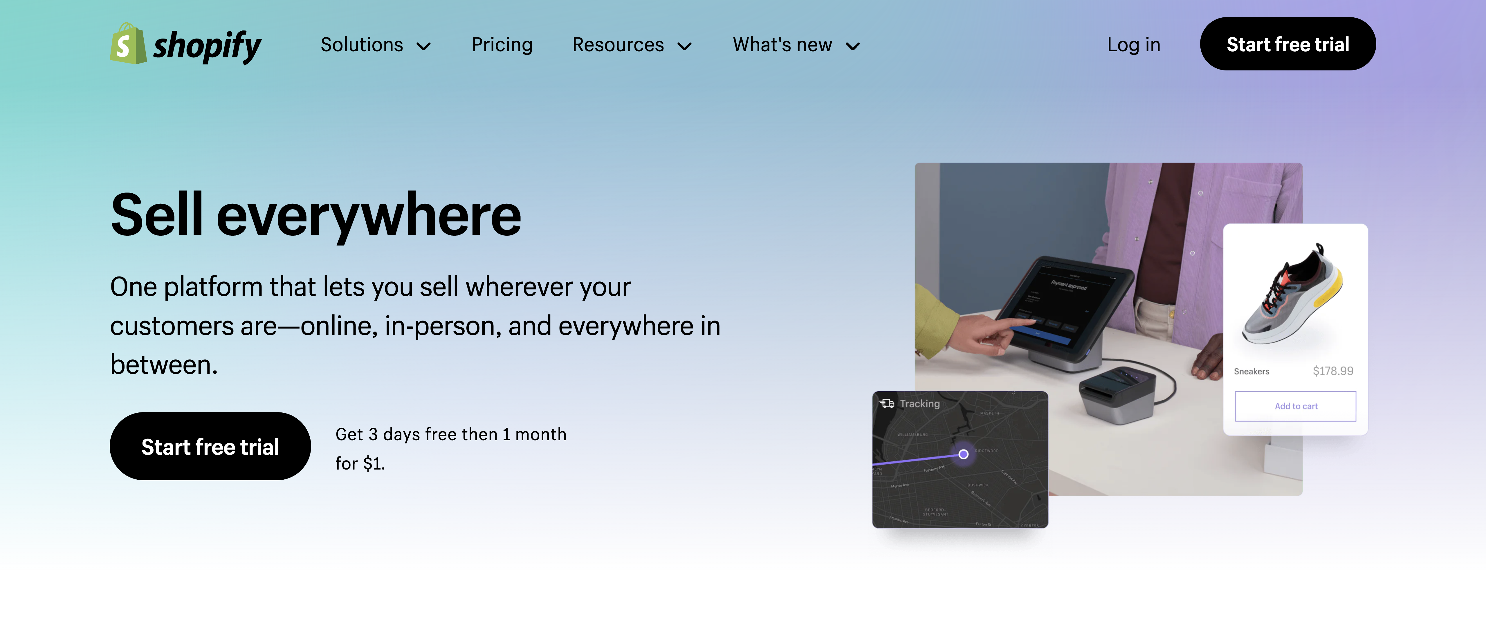 Screenshot of Shopify.com Homepage