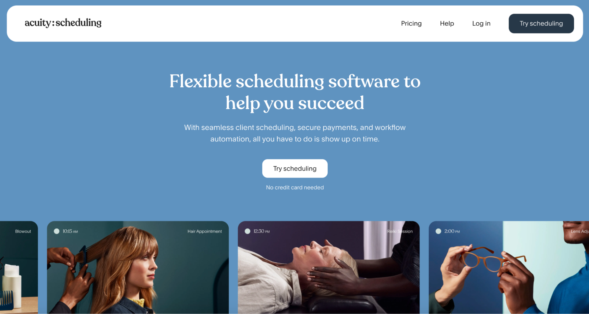 acuity-img Screenshot of the homepage for Acuity Scheduling